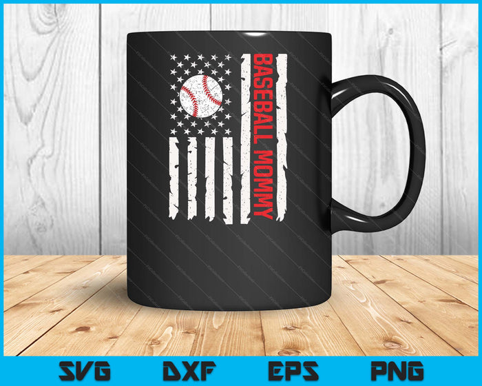 Baseball Mommy USA American Flag Patriotic Mommy 4th of July SVG PNG Digital Printable Files