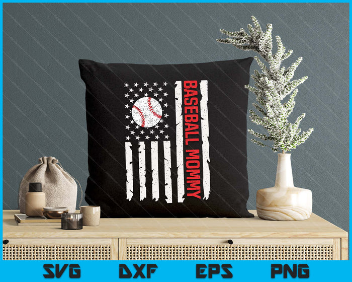 Baseball Mommy USA American Flag Patriotic Mommy 4th of July SVG PNG Digital Printable Files