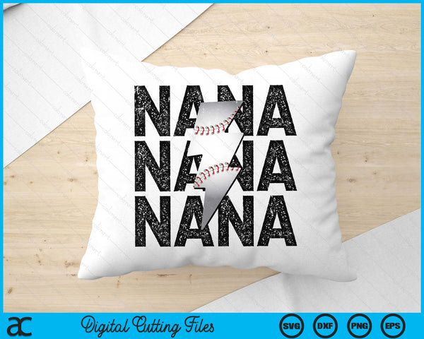 Baseball Nana Distressed Lightning Bolt SVG PNG Digital Printable Files