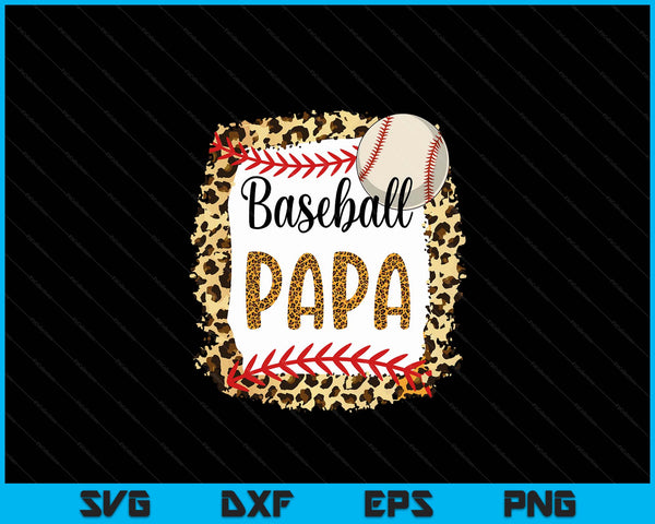 Honkbal Papa Leopard Baseball Papa voor Vaderdag SVG PNG digitale snijbestanden
