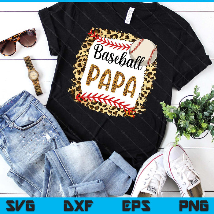 Baseball Papa Leopard Baseball Papa For Father's Day SVG PNG Digital Cutting Files