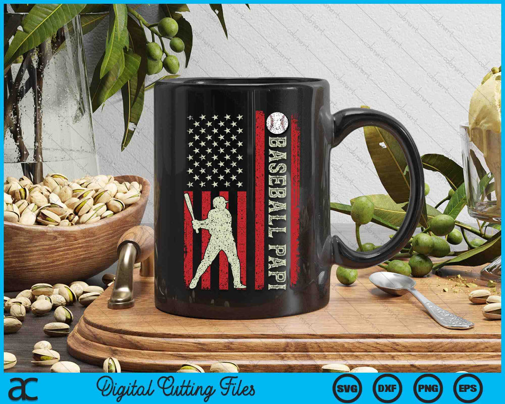 Baseball Papi US Flag Patriotic Fathers Day SVG PNG Printable Files ...