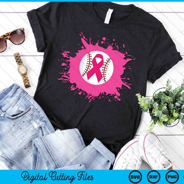 Baseball Pink Ribbon Breast Cancer Awareness SVG PNG Digital Cutting Files