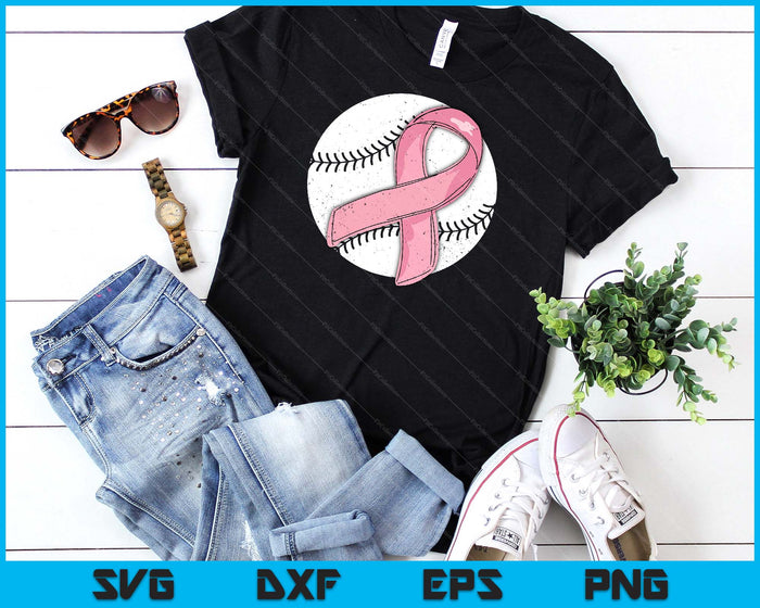 Baseball Pink Ribbon Breast Cancer Awareness Sport Lover SVG PNG Digital Cutting Files