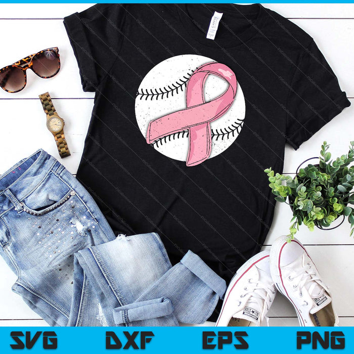 Baseball Pink Ribbon Breast Cancer Awareness Sport Lover SVG PNG Digital Cutting Files