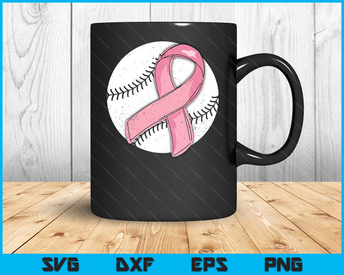 Baseball Pink Ribbon Breast Cancer Awareness Sport Lover SVG PNG Digital Cutting Files