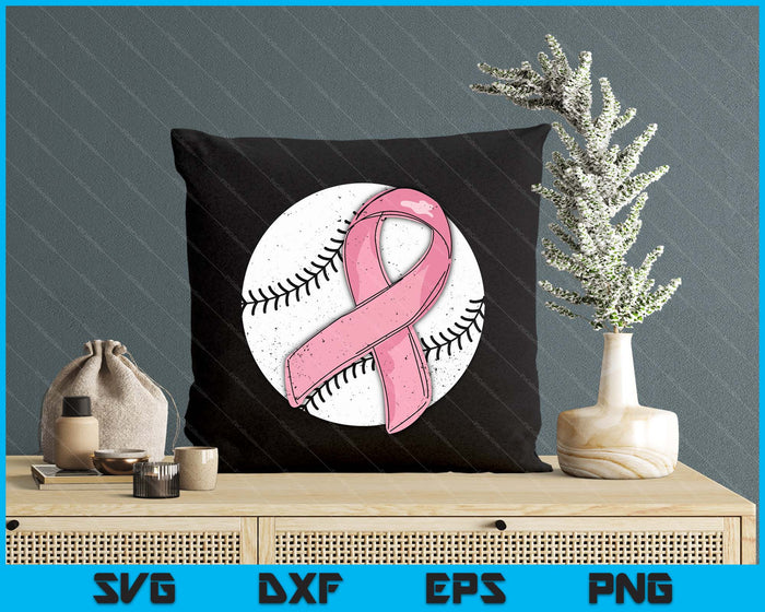 Baseball Pink Ribbon Breast Cancer Awareness Sport Lover SVG PNG Digital Cutting Files