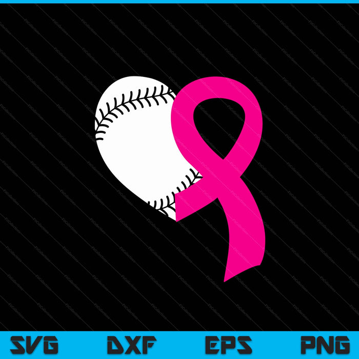 Baseball pink ribbon heart cool breast cancer awareness SVG cut file