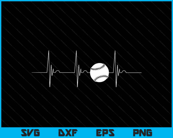 Baseball Player Heartbeat EKG Pulse Whiffle Ball Game SVG PNG Cutting Printable Files