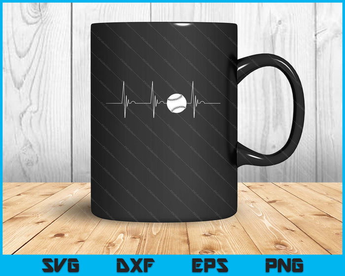 Baseball Player Heartbeat EKG Pulse Whiffle Ball Game SVG PNG Cutting Printable Files