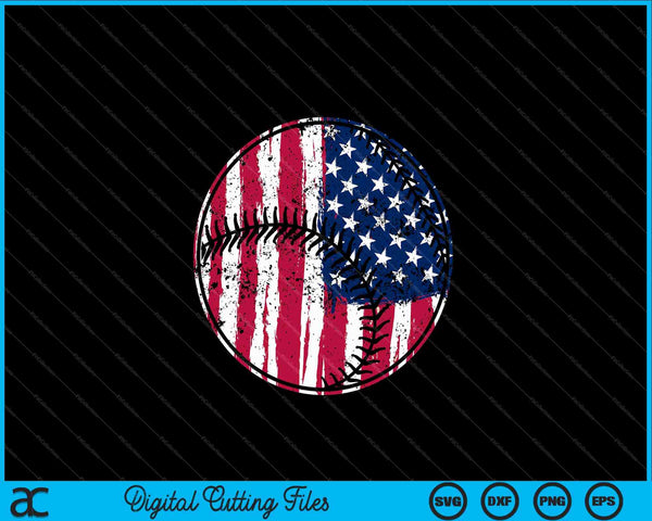 Jugador de béisbol EE.UU. Bandera americana 4 de julio SVG PNG Archivos de corte digital