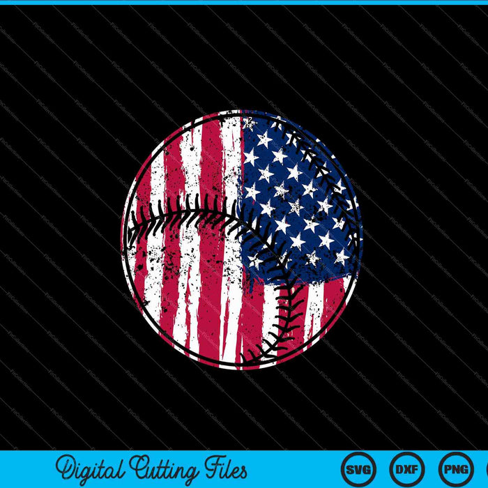 Jugador de béisbol EE.UU. Bandera americana 4 de julio SVG PNG Archivos de corte digital