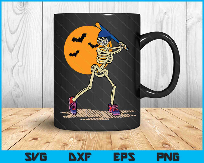 Esqueleto de béisbol Halloween Hombres Niños SVG PNG Archivos de corte digital