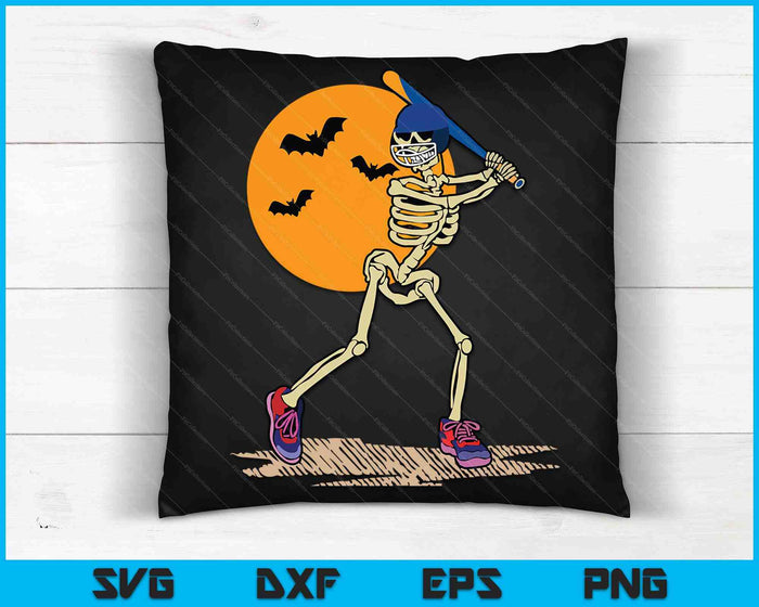 Esqueleto de béisbol Halloween Hombres Niños SVG PNG Archivos de corte digital