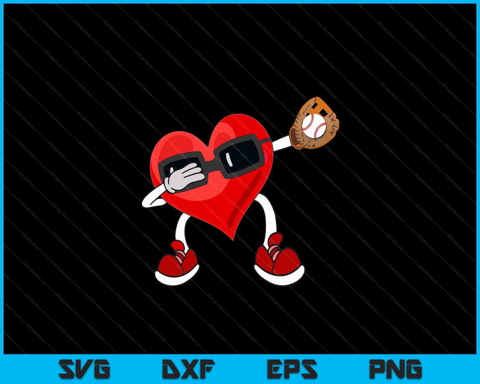 Baseball Valentines Day Dabbing Heart Kids Boys SVG PNG Digital Printable Files