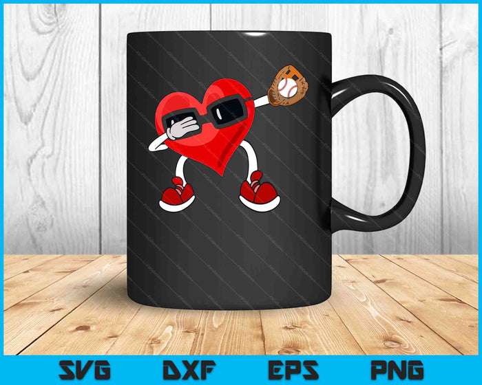 Baseball Valentines Day Dabbing Heart Kids Boys SVG PNG Digital Printable Files