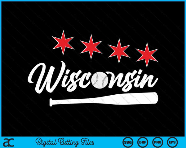 Baseball Wisconsin Lover Cute Wisconsin Baseball Bat American SVG PNG Digital Cutting Files