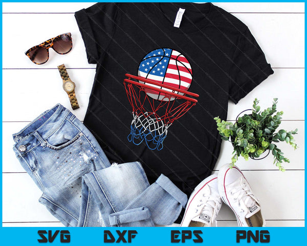 Basketball American Patriotic 4th Of July Us Flag SVG PNG Digital Printable Files
