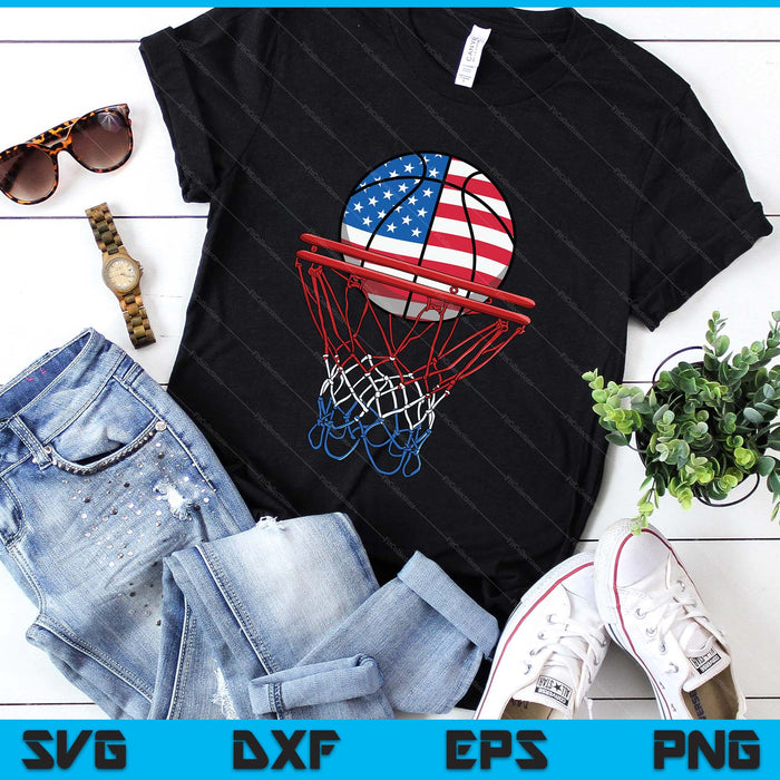Basketball American Patriotic 4th Of July Us Flag SVG PNG Digital Printable Files