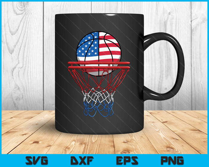 Basketball American Patriotic 4th Of July Us Flag SVG PNG Digital Printable Files