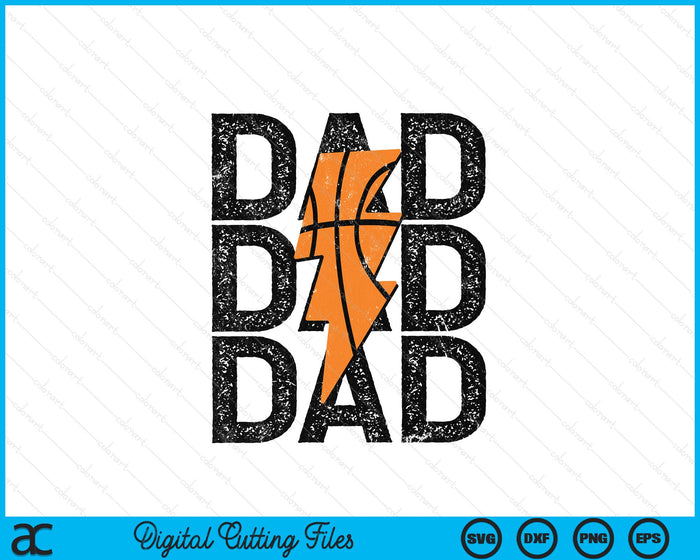 Basketball Dad Distressed Lightning Bolt SVG PNG Digital Printable Files