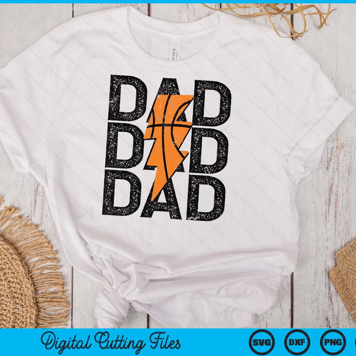 Basketball Dad Distressed Lightning Bolt SVG PNG Digital Printable Files