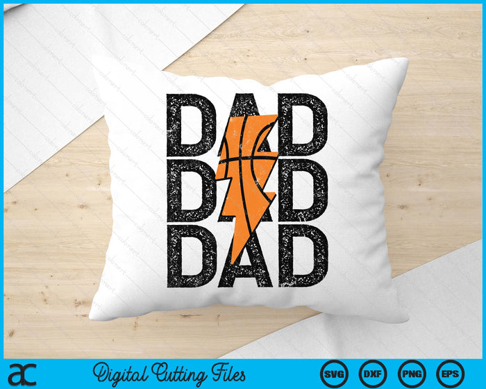 Basketball Dad Distressed Lightning Bolt SVG PNG Digital Printable Files