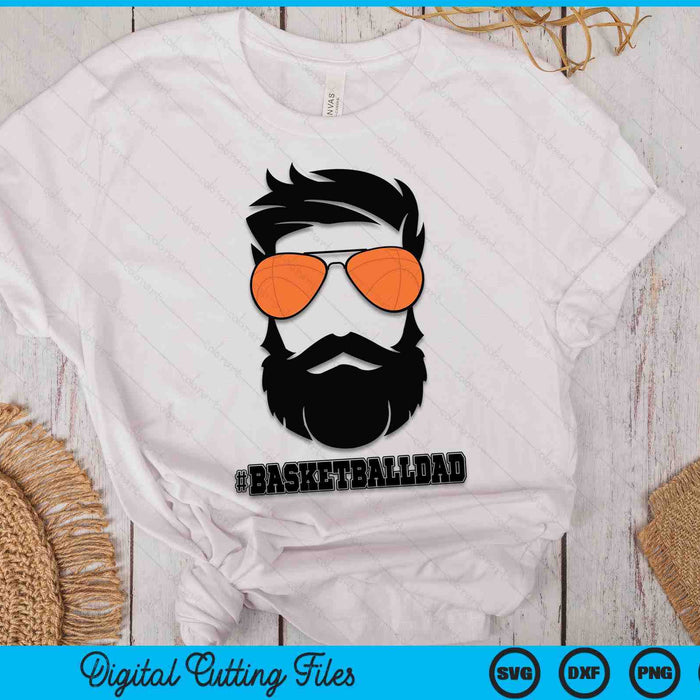 Basketbalvader met baard en coole zonnebril SVG PNG digitale afdrukbare bestanden