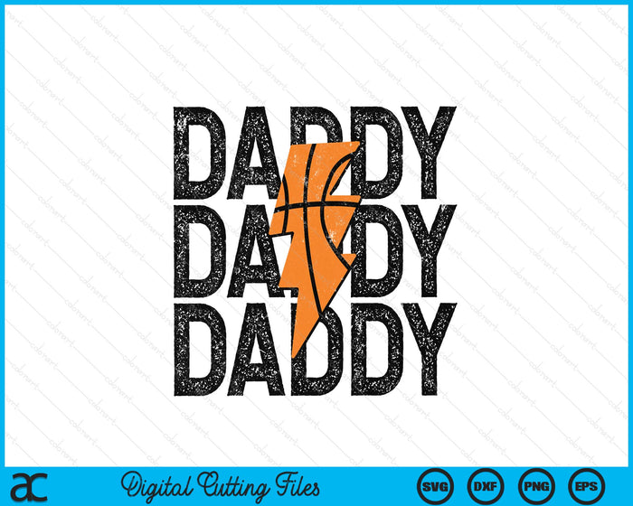 Basketball Daddy Distressed Lightning Bolt SVG PNG Digital Printable Files