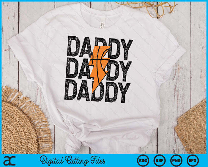 Basketball Daddy Distressed Lightning Bolt SVG PNG Digital Printable Files