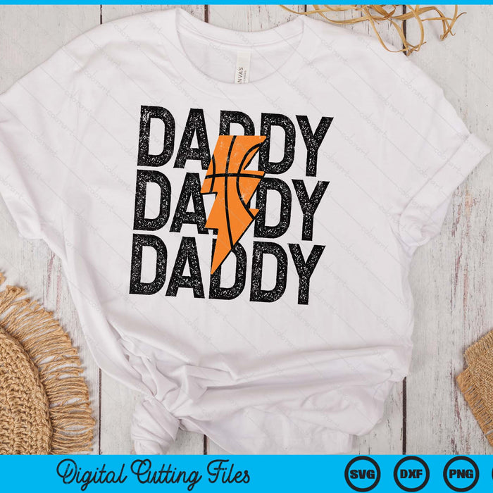 Basketball Daddy Distressed Lightning Bolt SVG PNG Digital Printable Files