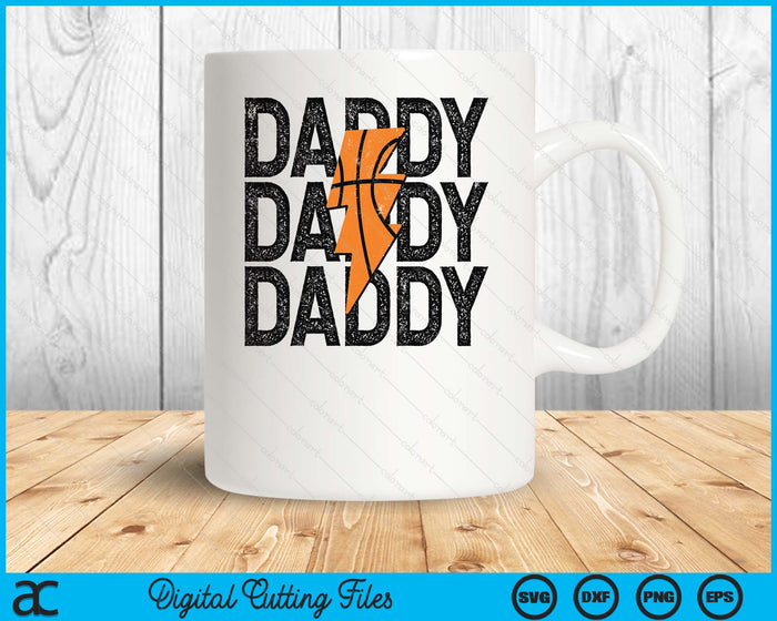 Basketball Daddy Distressed Lightning Bolt SVG PNG Digital Printable Files