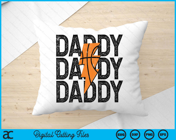 Basketball Daddy Distressed Lightning Bolt SVG PNG Digital Printable Files