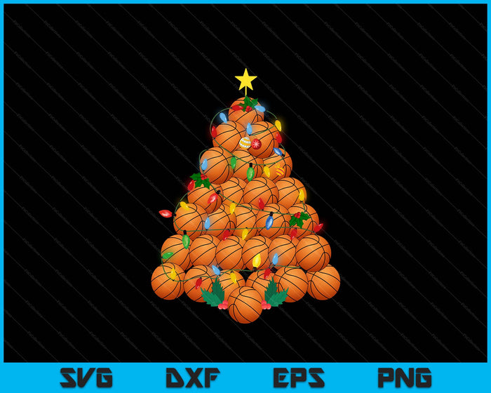 Basketball Football Christmas Tree Xmas Pajamas Player Coach SVG PNG Digital Printable Files