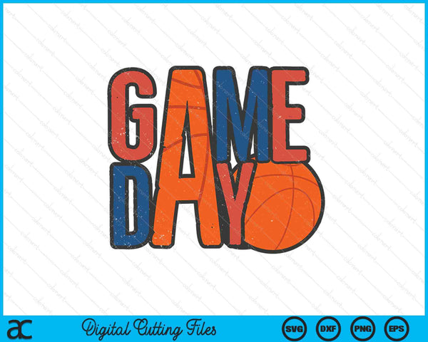 Basketball game day navy blue and red SVG cut file