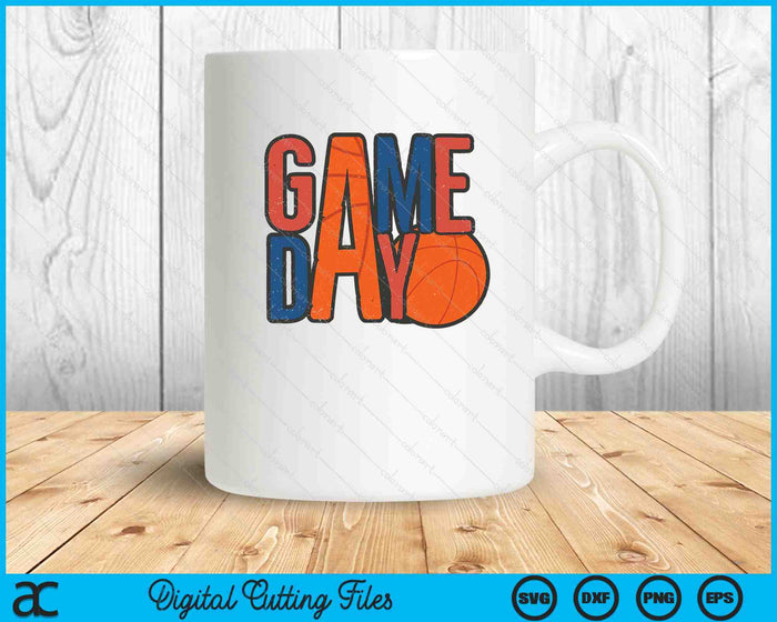 Basketball Game Day Navy Blue And Red SVG PNG Digital Printable Files