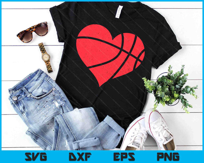 Basketball Heart Love Valentines Day Sport Player Coach Kids SVG PNG Digital Printable Files