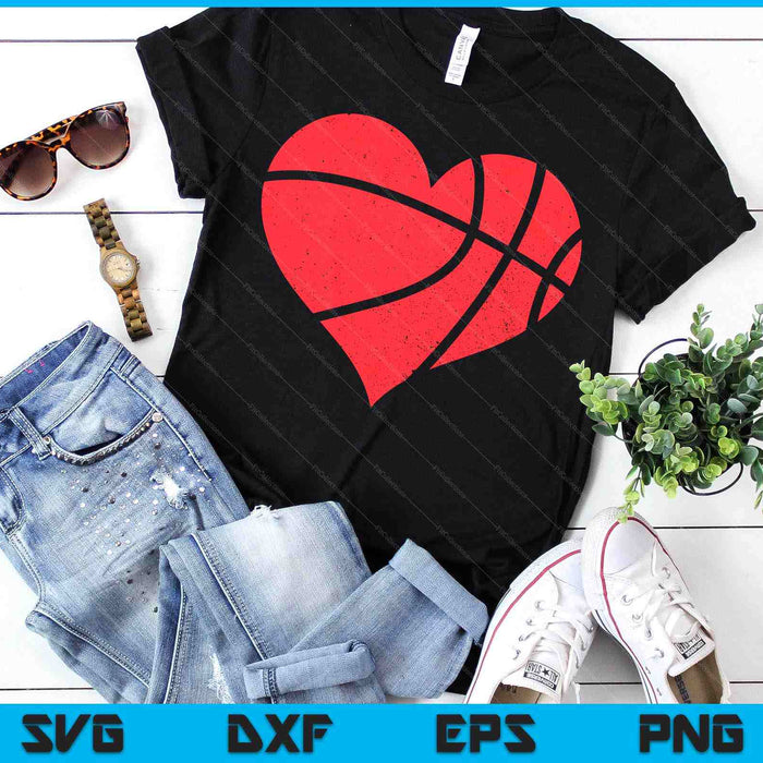 Basketball Heart Love Valentines Day Sport Player Coach Kids SVG PNG Digital Printable Files