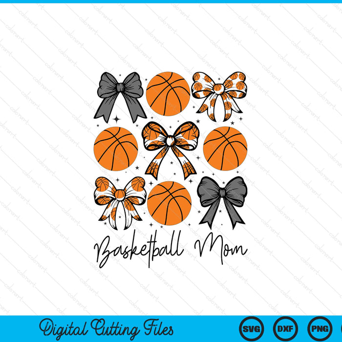Basketball mom coquette bow basketball season SVG cut file