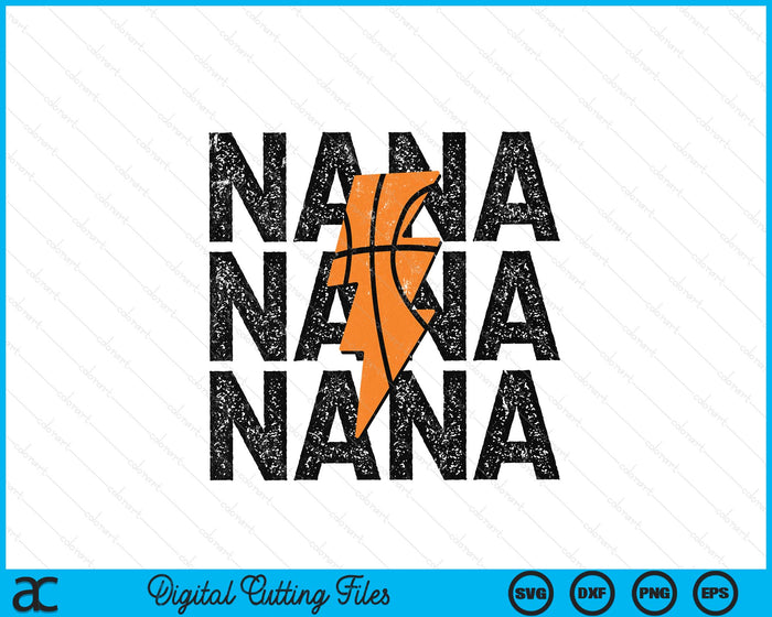 Basketball Nana Distressed Lightning Bolt SVG PNG Digital Printable Files