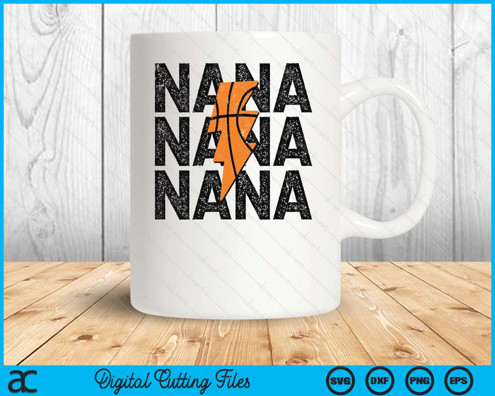 Basketball Nana Distressed Lightning Bolt SVG PNG Digital Printable Files