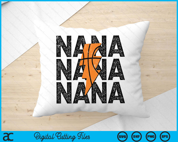 Basketball Nana Distressed Lightning Bolt SVG PNG Digital Printable Files