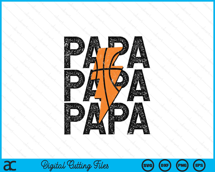 Basketball Papa Distressed Lightning Bolt SVG PNG Digital Printable Files