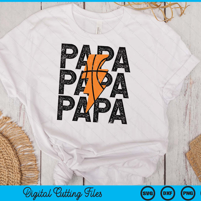 Basketball Papa Distressed Lightning Bolt SVG PNG Digital Printable Files