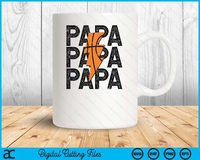 Basketball Papa Distressed Lightning Bolt SVG PNG Digital Printable Files