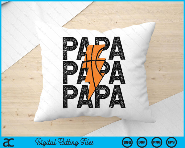 Basketball Papa Distressed Lightning Bolt SVG PNG Digital Printable Files