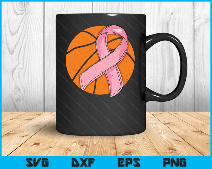 Basketball Pink Ribbon Breast Cancer Awareness Sport Lover SVG PNG Digital Cutting Files