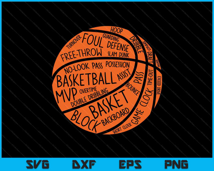 Jugador de baloncesto regalo Vintage baloncesto palabras baloncesto SVG PNG corte archivos imprimibles