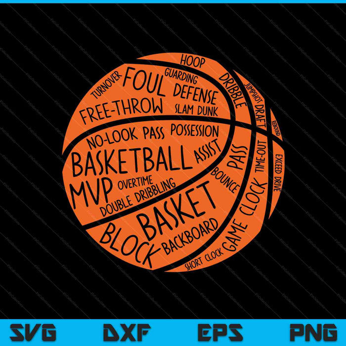 Basketball Player Gift Vintage Basketball Words Basketball SVG PNG Cutting Printable Files