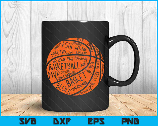 Jugador de baloncesto regalo Vintage baloncesto palabras baloncesto SVG PNG corte archivos imprimibles